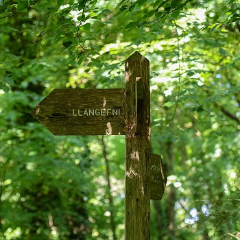 wooden sign saying llangefni